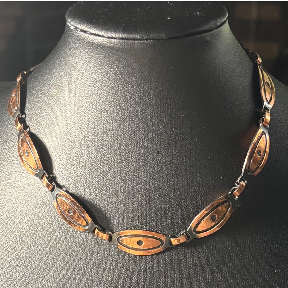 Copper‎ Choker Necklace Womens 15" Copper MCM Linked Oval Statement